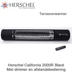Herschel California 2000 terrasverwarmer met dimmer en afstandsbediening, 2000 Watt