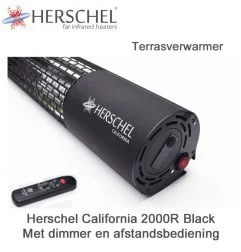 Herschel California 2000 terrasverwarmer met dimmer en afstandsbediening, 2000 Watt|Infraroodverwarmingonline