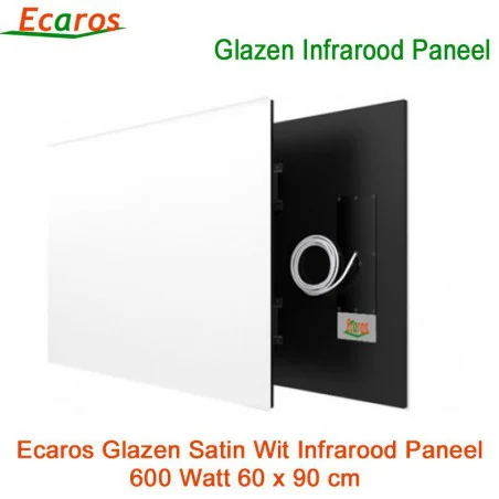 Ecaros Glazen infrarood paneel 600 Watt mat wit 60 x 90 cm