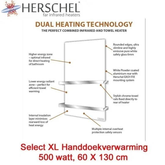 Herschel Select XLS Infrarood Handdoekverwarming 700 Watt