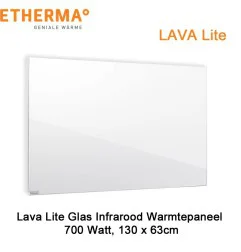 Etherma Lava Lite glazen wit infrarood paneel, 700 watt, 130 x 63 cm|Infraroodverwarmingonline