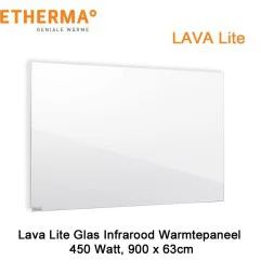 Etherma Lava Lite glazen wit infrarood paneel, 450 watt, 90 x 63 cm