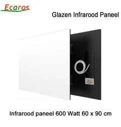 Ecaros Glazen infrarood paneel 600 Watt wit glans 60 x 90 cm|Infraroodverwarmingonline