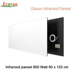 Ecaros Glazen infrarood paneel 800 Watt wit glans 60 x 120 cm|Infraroodverwarmingonline