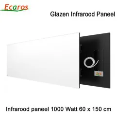 Ecaros Glazen infrarood paneel 1000 Watt wit glans 60 x 150 cm|Infraroodverwarmingonline