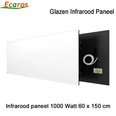 Ecaros Glazen infrarood paneel 1000 Watt wit glans 60 x 150 cm
