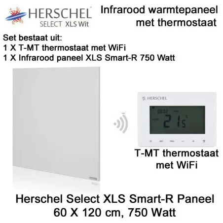 Herschel Select XLS Infrarood Paneel met T-MT thermostaat, 750 Watt, 60 x 120 cm