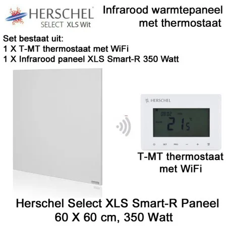 Herschel Select XLS Infrarood Paneel met T-MT thermostaat, 350 Watt, 60 x 60 cm