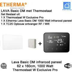 Etherma Lava Design Basic DM 1000 Watt infrarood paneel met Optima W Exclusive Pro thermostaat, 160 x 62 cm