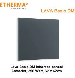 Etherma Lava Design Basic DM antraciet infrarood paneel, 350 Watt, 62 x 62 cm