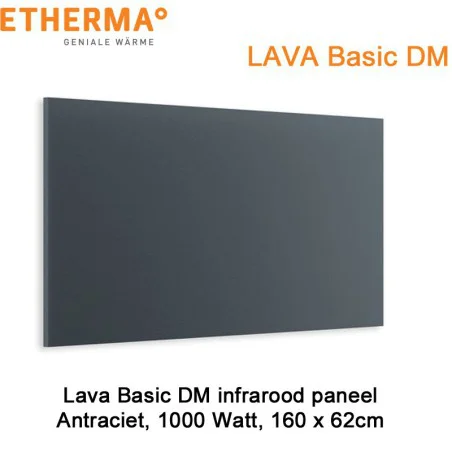 Etherma Lava Design Basic DM antraciet infrarood paneel, 1000 Watt, 160 x 62 cm