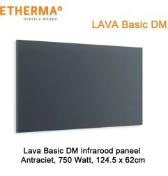 Etherma Lava Design Basic DM antraciet infrarood paneel 750 Watt 124,5 x 62 cm|Infraroodverwarmingonline