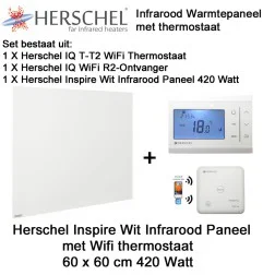 Herschel Inspire wit infrarood paneel 420 Watt 60 x 60 cm met thermostaat|Infraroodverwarmingonline