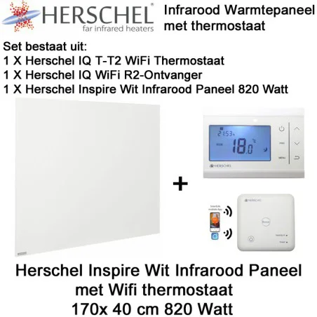 Herschel Inspire wit infrarood paneel 820 Watt, 170 x 40 cm met thermostaat