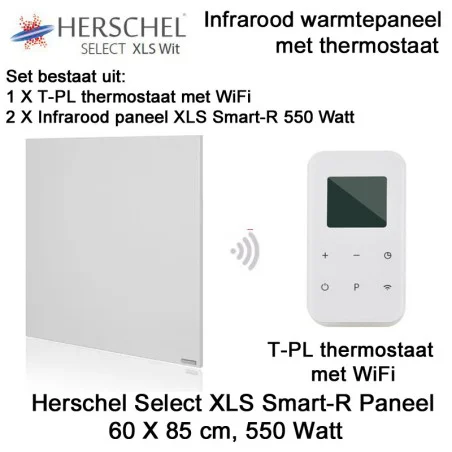 Herschel Select XLS Infrarood Paneel met T-PL thermostaat, 550 Watt, 60 x 85 cm