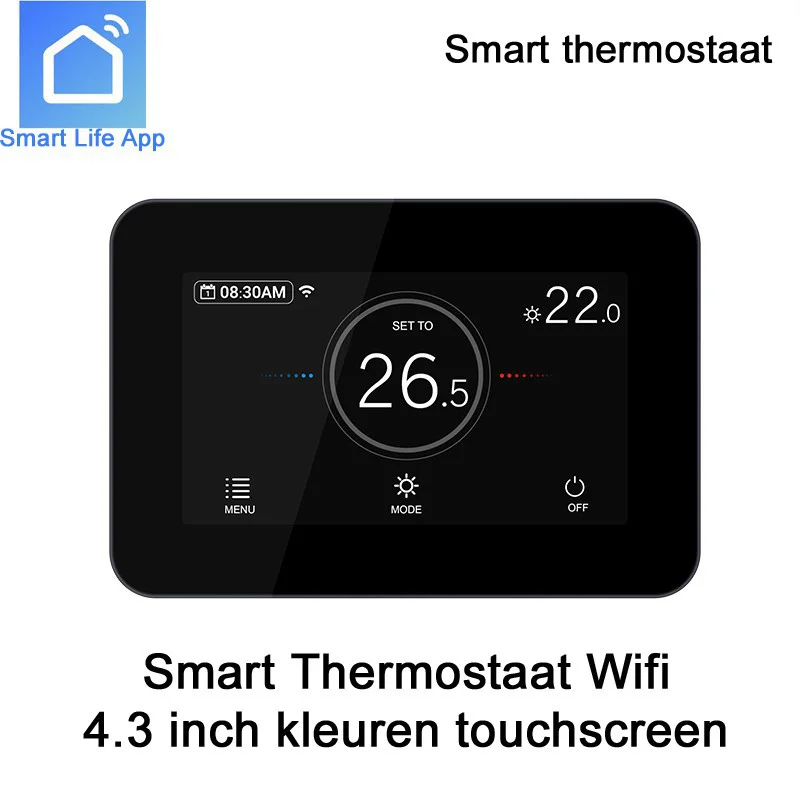 Smart thermostaat met touchscreen, programmeerbare WiFi, inbouw, tuya compatible