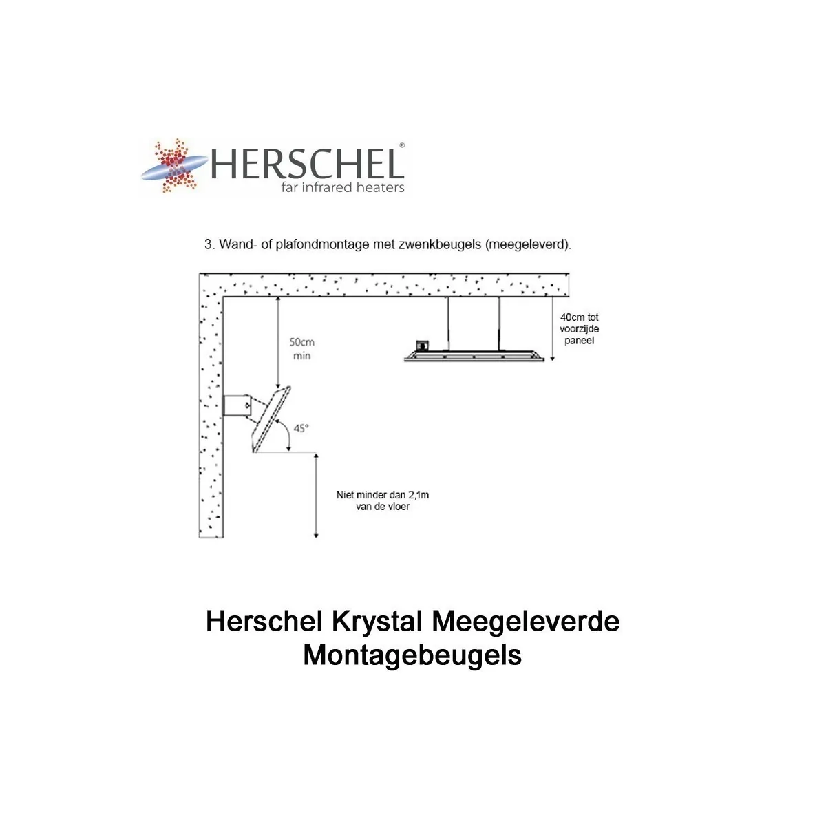 Herschel Krystal 1000 Watt infrarood paneel wit, 27 x 57 cm