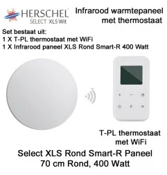 Herschel Select XLS Rond Infrarood Paneel Wit, 400 Watt, 70 cm rond, met T-PL thermostaat