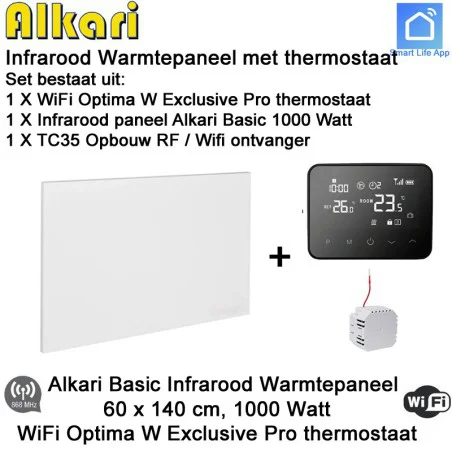 Infrarood panelen met thermostaat en inbouw ontvanger|Infraroodverwarmingonline