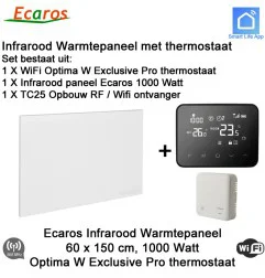 Ecaros Infrarood paneel 1000 Watt, 60 x 150 cm, Optima W Exclusive Pro thermostaat met opbouw ontvanger|Infraroodverwarmingonline
