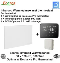 Ecaros Infrarood paneel 800 Watt, 60 x 120 cm, Optima W Exclusive Pro thermostaat met opbouw ontvanger|Infraroodverwarmingonline