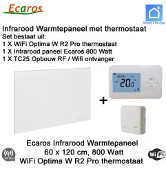 Ecaros Infrarood paneel 800 Watt, 60 x 120 cm, Optima W R2 Pro thermostaat met opbouw ontvanger|Infraroodverwarmingonline