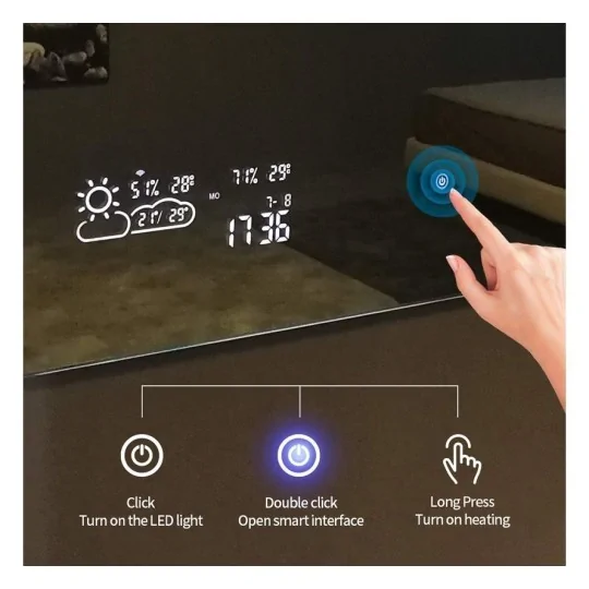 QH Smart Spiegel infraroodverwarming met LED verlichting en Wifi, 60 x 120 cm 500 Watt