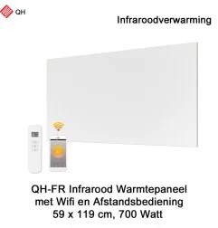 QH-FR Infrarood paneel 700W met Wifi en afstandsbediening, 59 x 119 cm