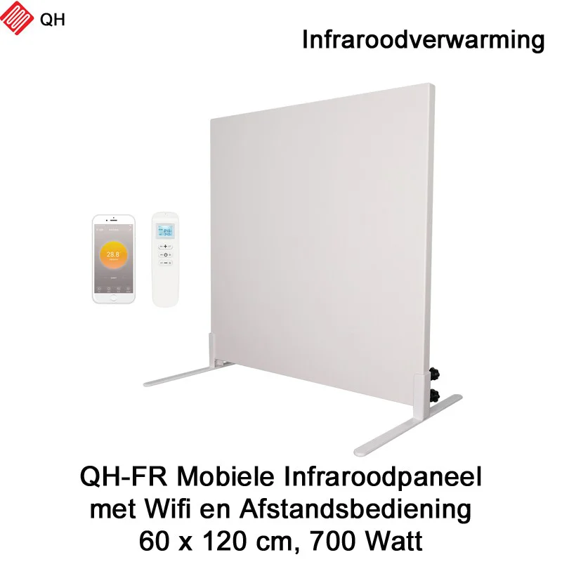 QH-FR Mobiel Infrarood paneel 700W met Wifi en afstandsbediening, 60 x 120 cm