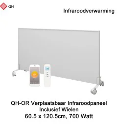 QH-OR Mobiel Infrarood paneel 700W met wieltjes, 60,5 x 120,5 cm|Infraroodverwarmingonline