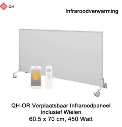 QH-OR Mobiel Infrarood paneel 450W met wieltjes, 60,5 x 70 cm