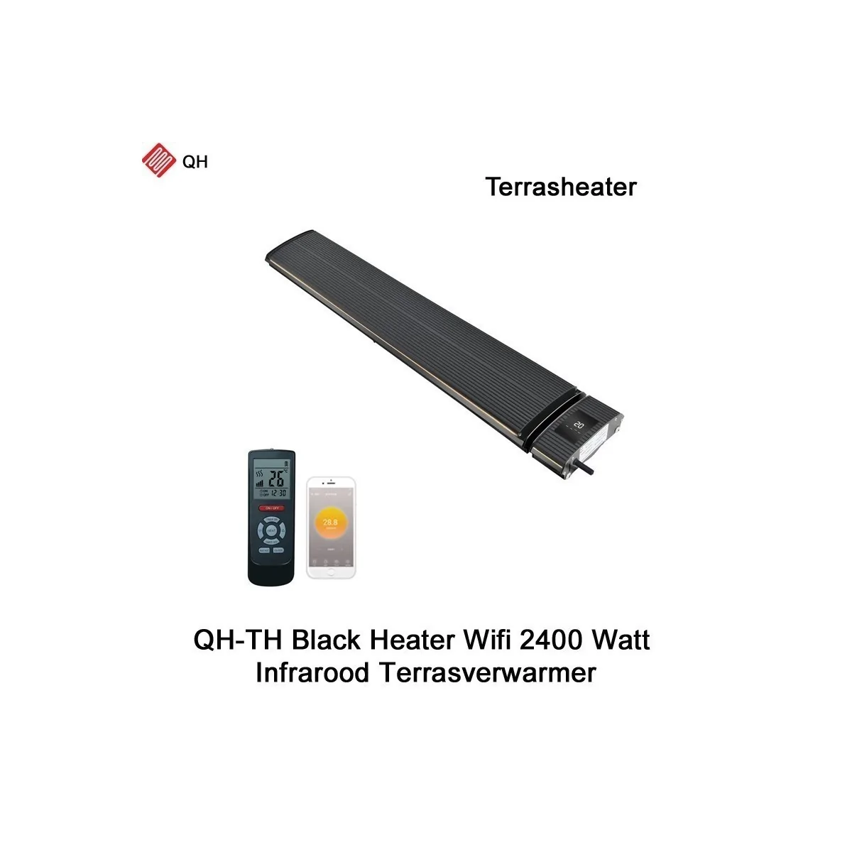 QH-TH Black Heater Wifi Infrarood Terrasverwarmer 2400 Watt