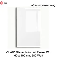 QH-GD glazen infraroodpaneel wit 580Watt, 60 x 100 cm|Infraroodverwarmingonline