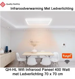 QH-HL Wifi Infraroodpaneel 400 Watt met ledverlichting en thermostaat, 65 x 63cm|Infraroodverwarmingonline