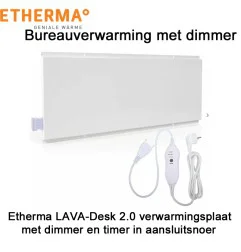 Etherma LAVA-Desk 2.0 Bureauverwarming 80 Watt met dimmer en timer, 70 x 28 cm|Infraroodverwarmingonline