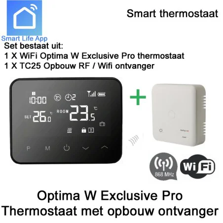 Optima W Pro serie thermostaten met bijbehorende ontvangers|Infraroodverwarmingonline