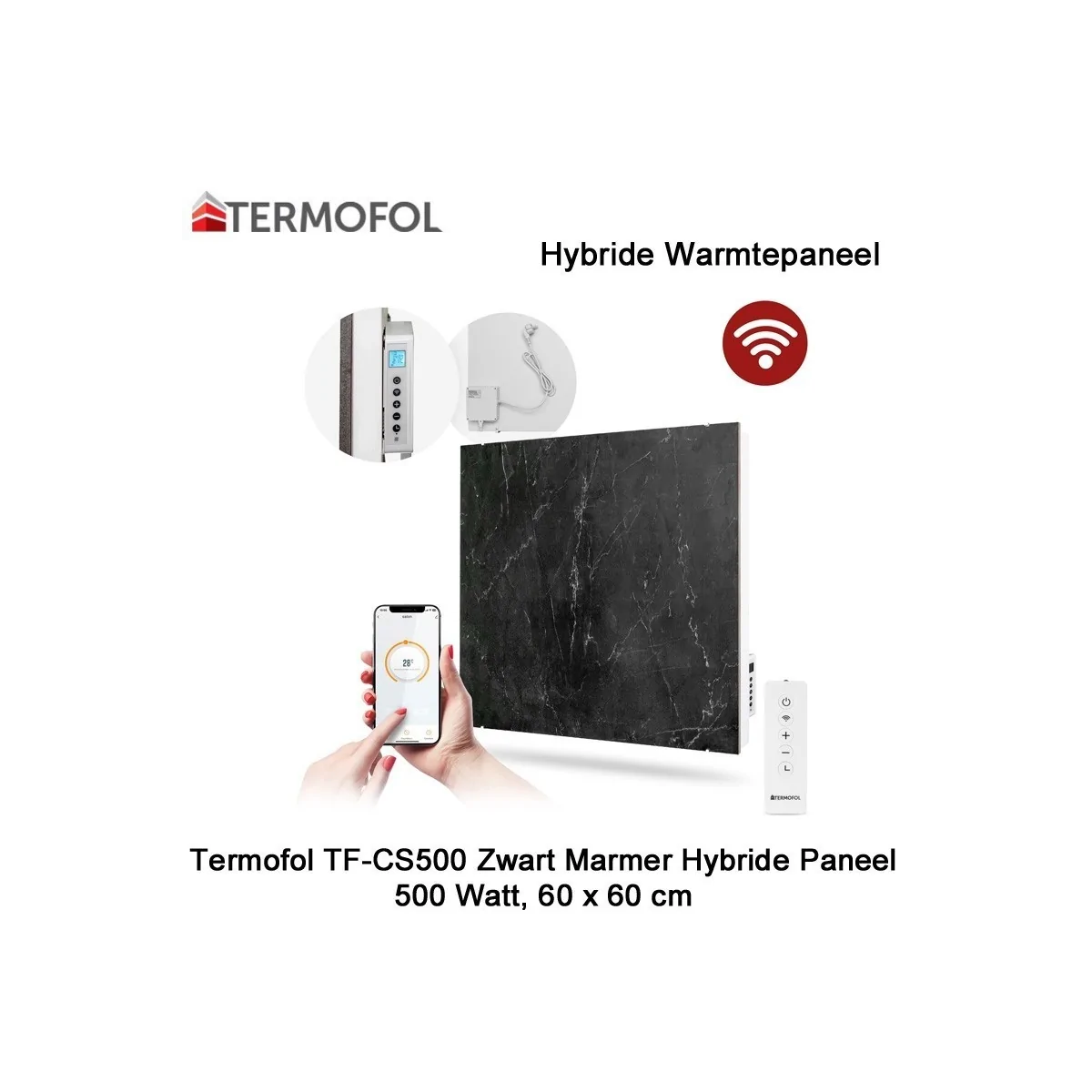 Termofol TF-CS500-02 Keramisch Hybride infrarood Paneel met wifi, 500 Watt, 60 x 60 cm