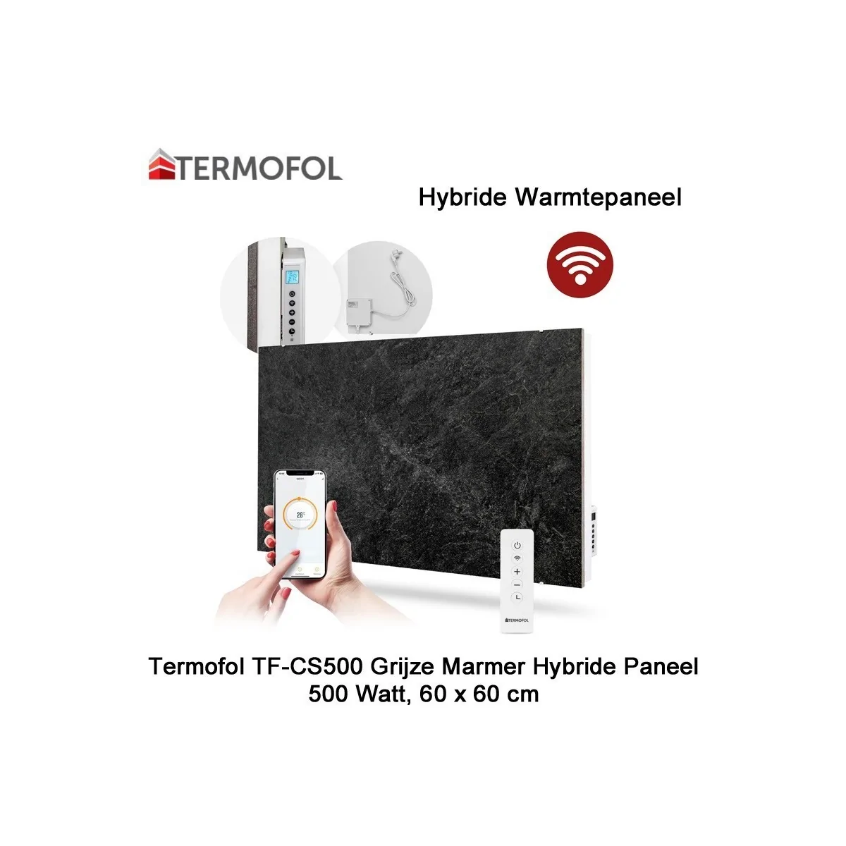 Termofol TF-CS500-03 Keramisch Hybride infrarood Paneel met wifi, 500 Watt, 60 x 60 cm