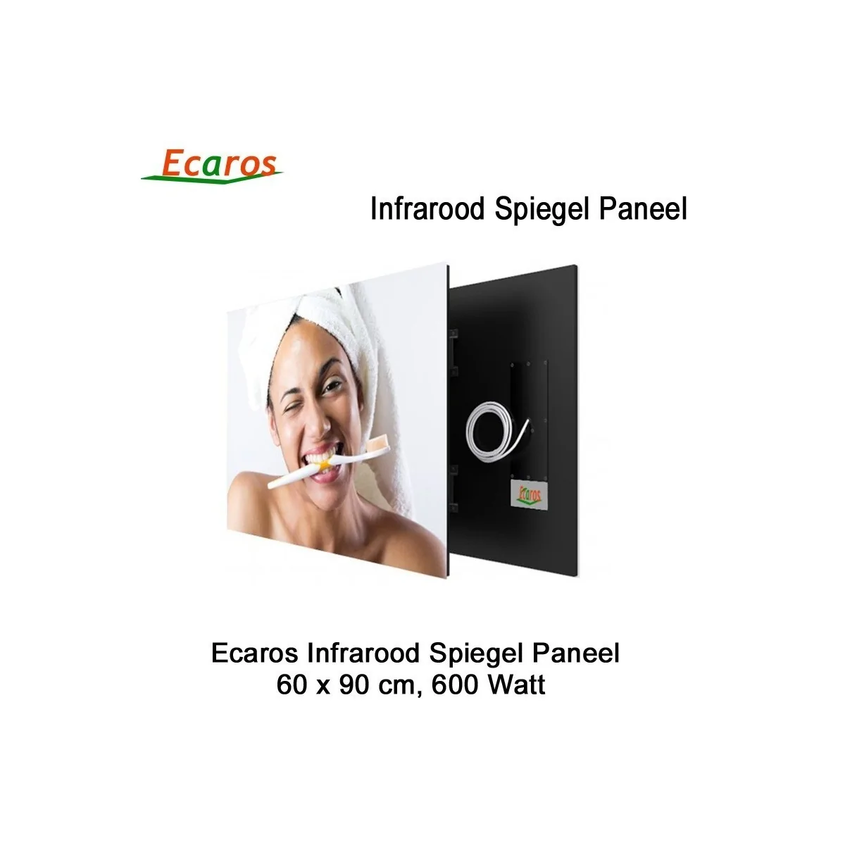 Ecaros Spiegel Infrarood Warmtepaneel 600 Watt 90 x 60 cm