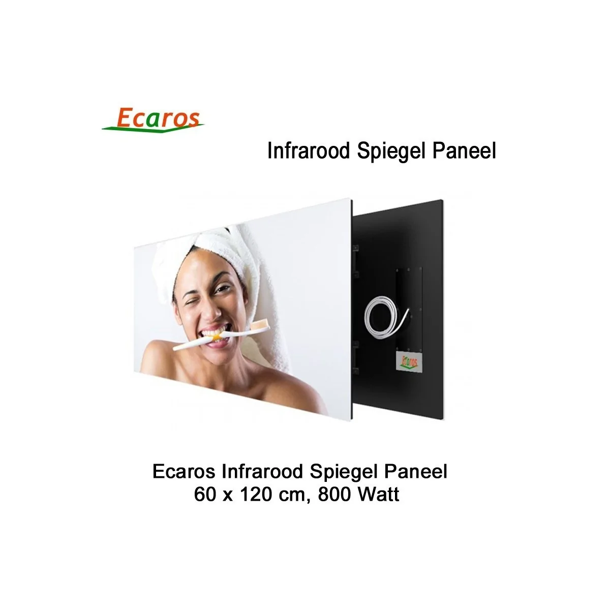 Ecaros Spiegel Infrarood Warmtepaneel 800 Watt 120 x 60 cm