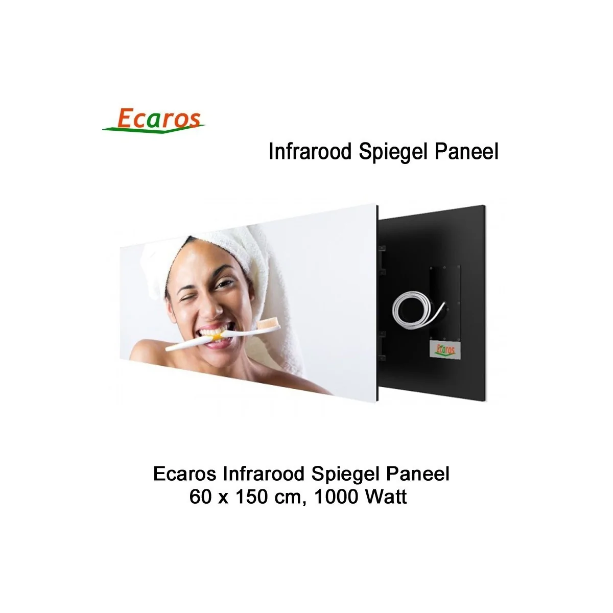 Ecaros Spiegel Infrarood Warmtepaneel 1000 Watt 150 x 60 cm