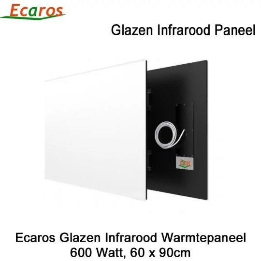 Ecaros Glazen infrarood paneel 600 Watt wit glans 60 x 90 cm