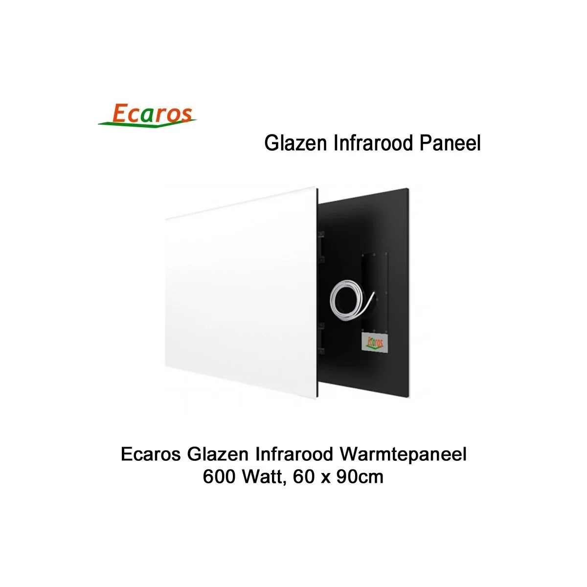 Ecaros Glazen infrarood paneel 600 Watt wit glans 60 x 90 cm