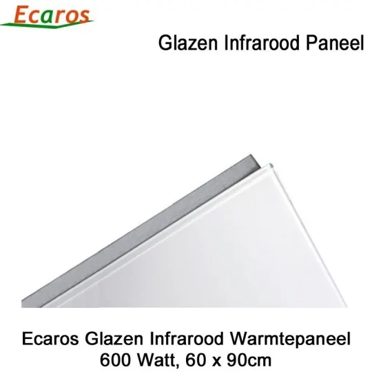 Ecaros Glazen infrarood paneel 600 Watt wit glans 60 x 90 cm