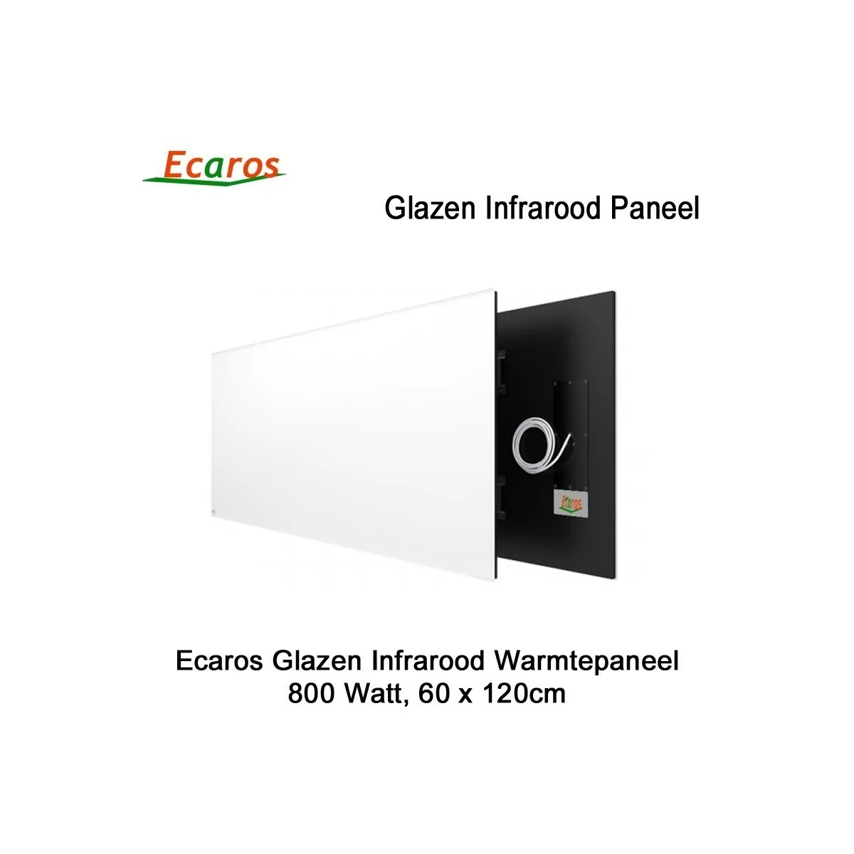 Ecaros Glazen infrarood paneel 800 Watt wit glans 60 x 120 cm