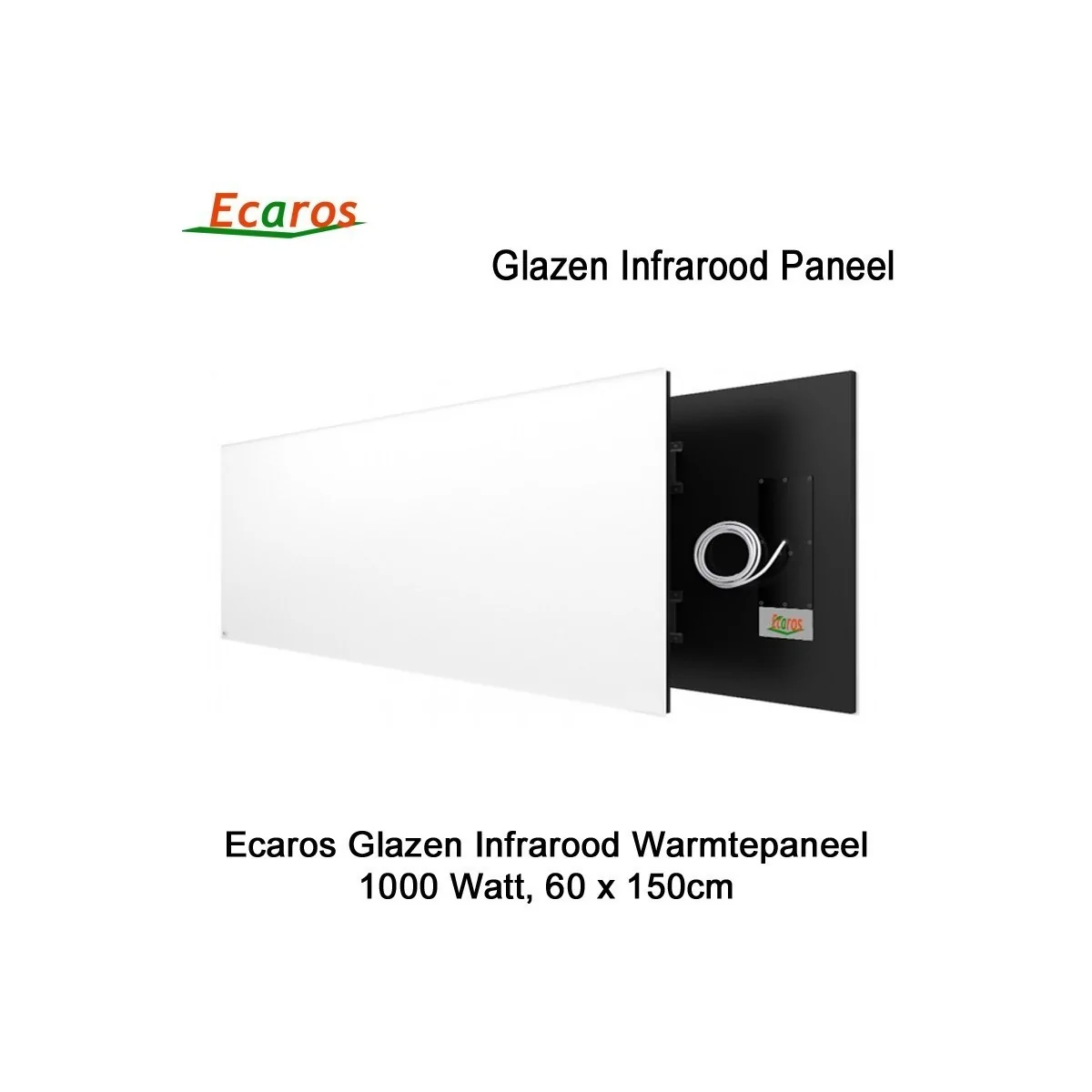 Ecaros Glazen infrarood paneel 1000 Watt wit glans 60 x 150 cm