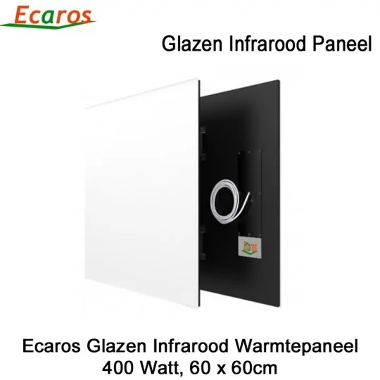 Ecaros Glazen infrarood paneel 400 Watt wit glans 60 x 60 cm