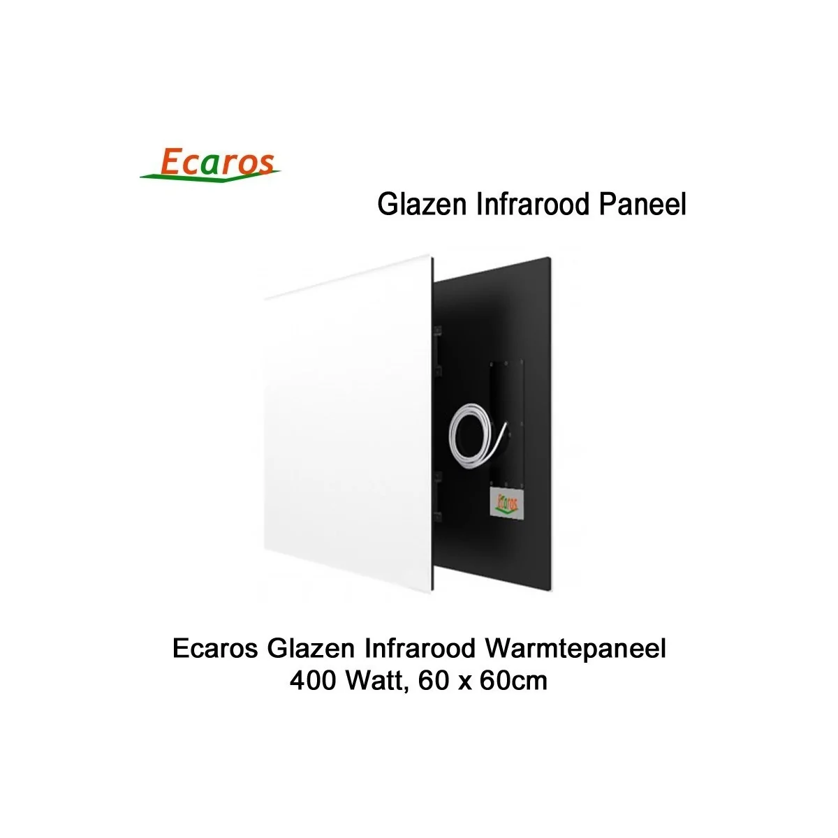 Ecaros Glazen infrarood paneel 400 Watt wit glans 60 x 60 cm