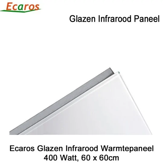 Ecaros Glazen infrarood paneel 400 Watt wit glans 60 x 60 cm