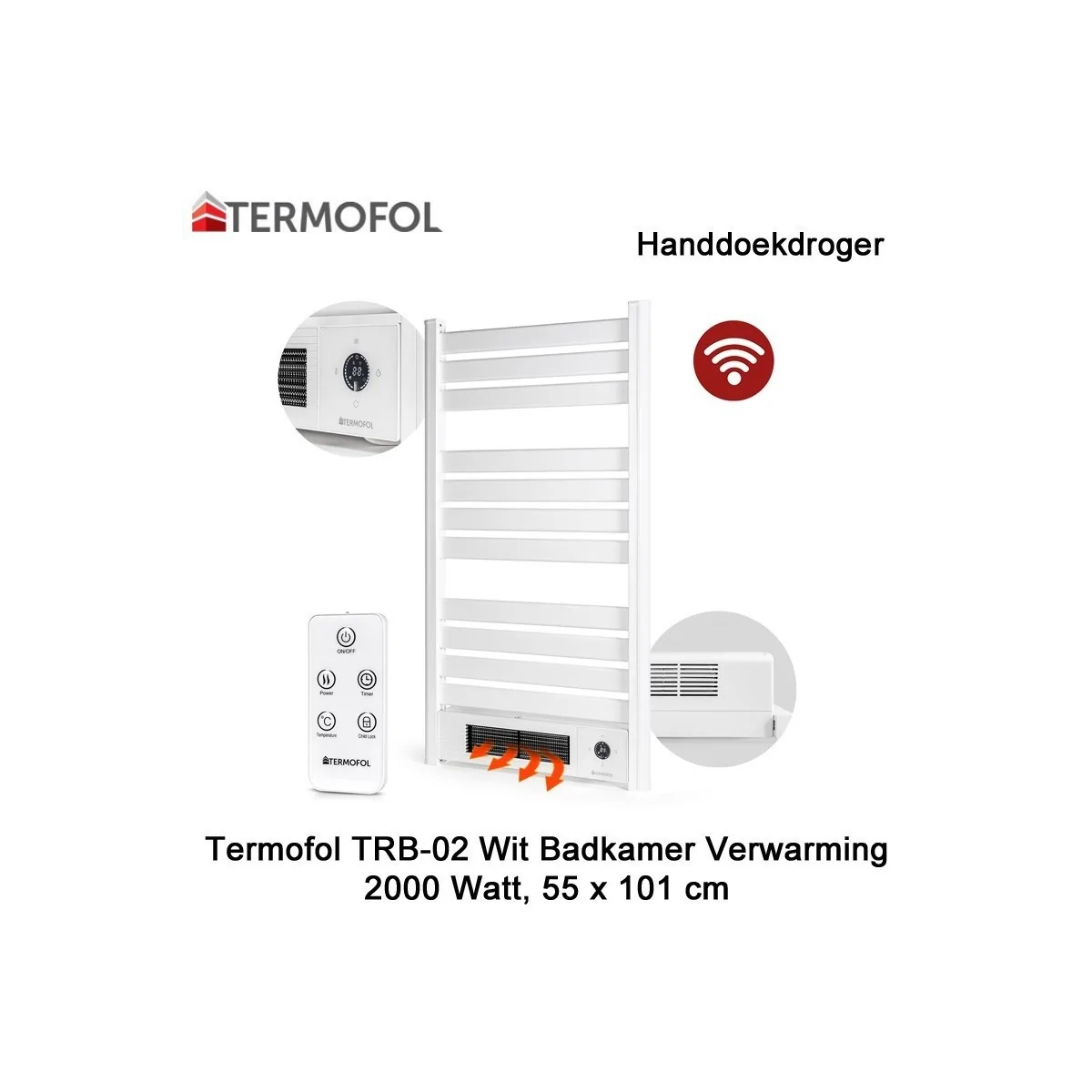 Termofol TRW-02 wit handdoekdroger 2000 Watt